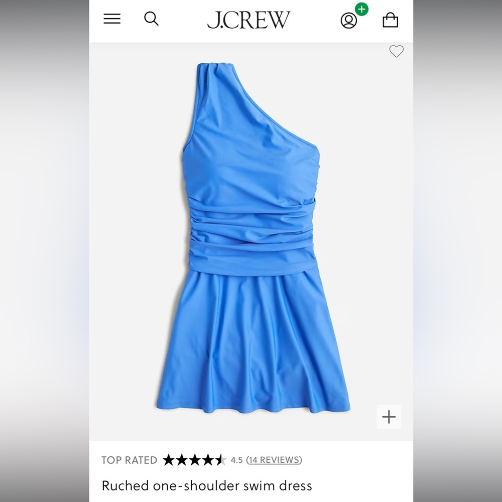 J.Crew One Shoulder Swim Dress Sail Blue Size 24 3X New Never Worn NWT